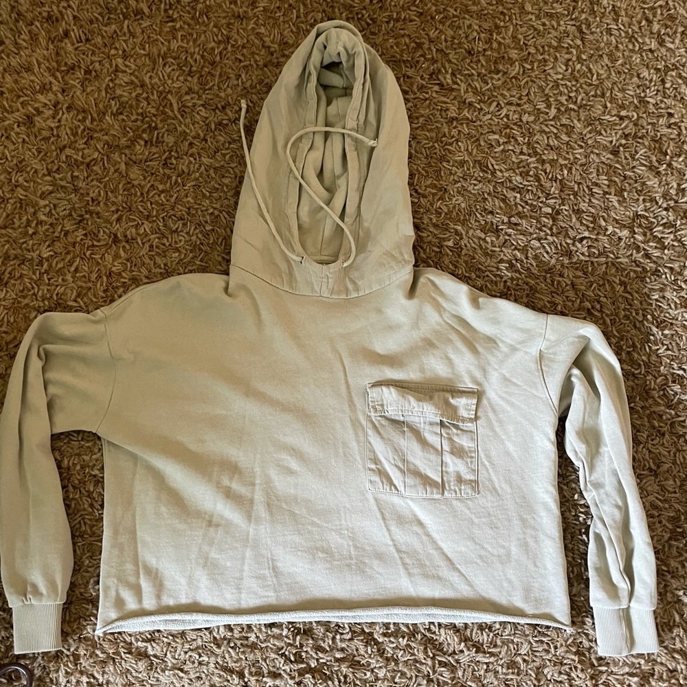 Muted army green Urban Outfitters crop hoodie